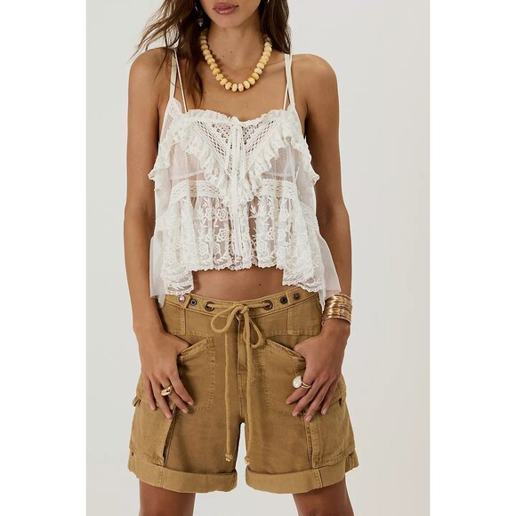 Free People Frankie Washed Shorts Low-Waisted Cargo Lightweight Casual M 284069 - Picture 6 of 11